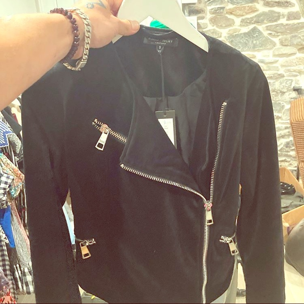 Faux suede moto jacket